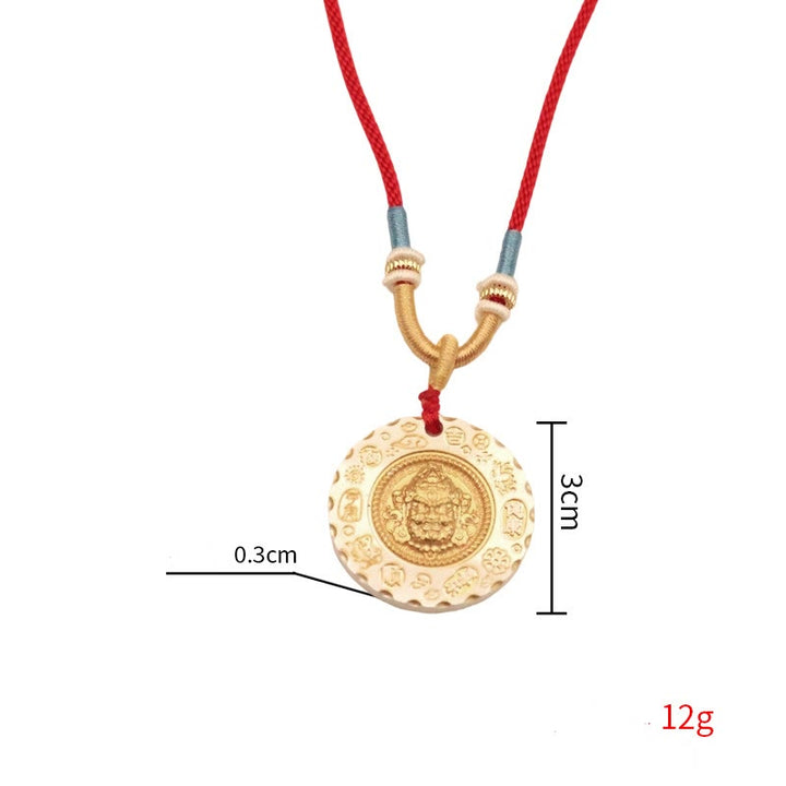 Buddha Stones Tibetische gelbe Jambhala-Halskette mit Anhänger aus Legierung – Schutz für den Gott des Reichtums - image 9
