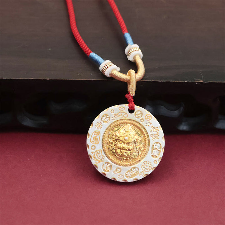 Buddha Stones Tibetische gelbe Jambhala-Halskette mit Anhänger aus Legierung – Schutz für den Gott des Reichtums - Gelbes Jambhala - image 0