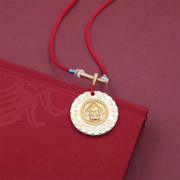 Buddha Stones Tibetische gelbe Jambhala-Halskette mit Anhänger aus Legierung – Schutz für den Gott des Reichtums - image 7
