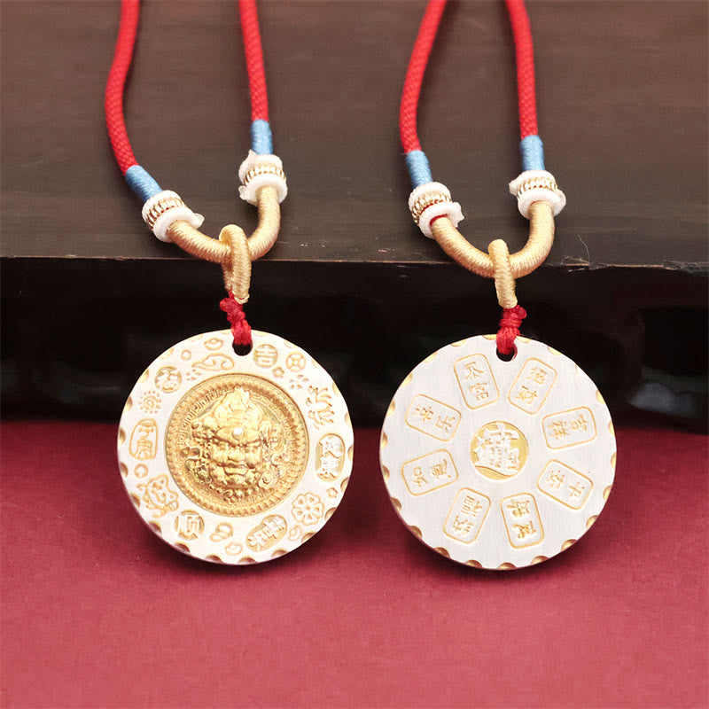Buddha Stones Tibetische gelbe Jambhala-Halskette mit Anhänger aus Legierung – Schutz für den Gott des Reichtums - image 3