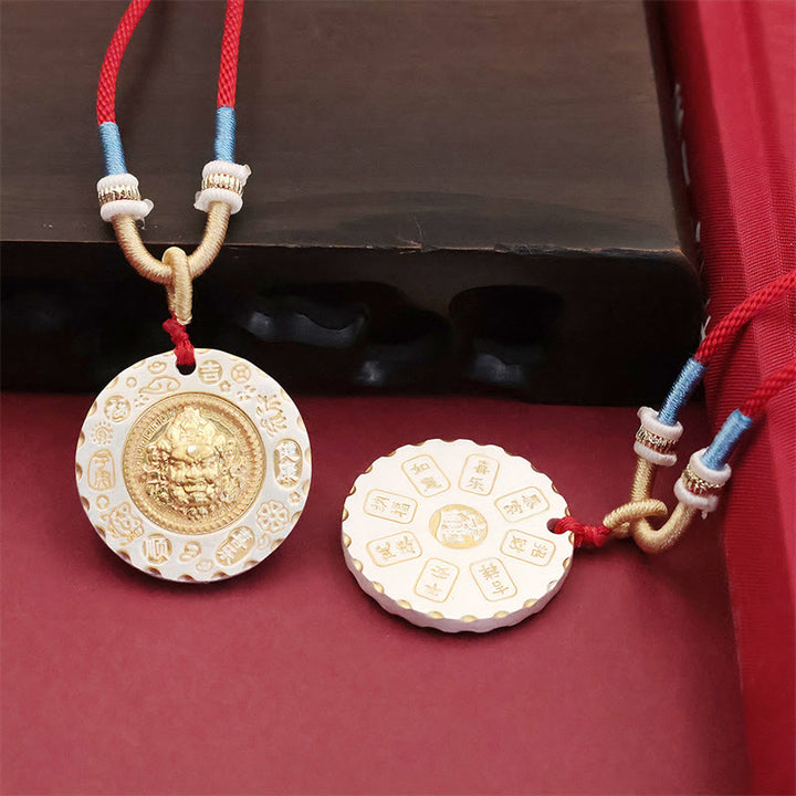 Buddha Stones Tibetische gelbe Jambhala-Halskette mit Anhänger aus Legierung – Schutz für den Gott des Reichtums - image 4