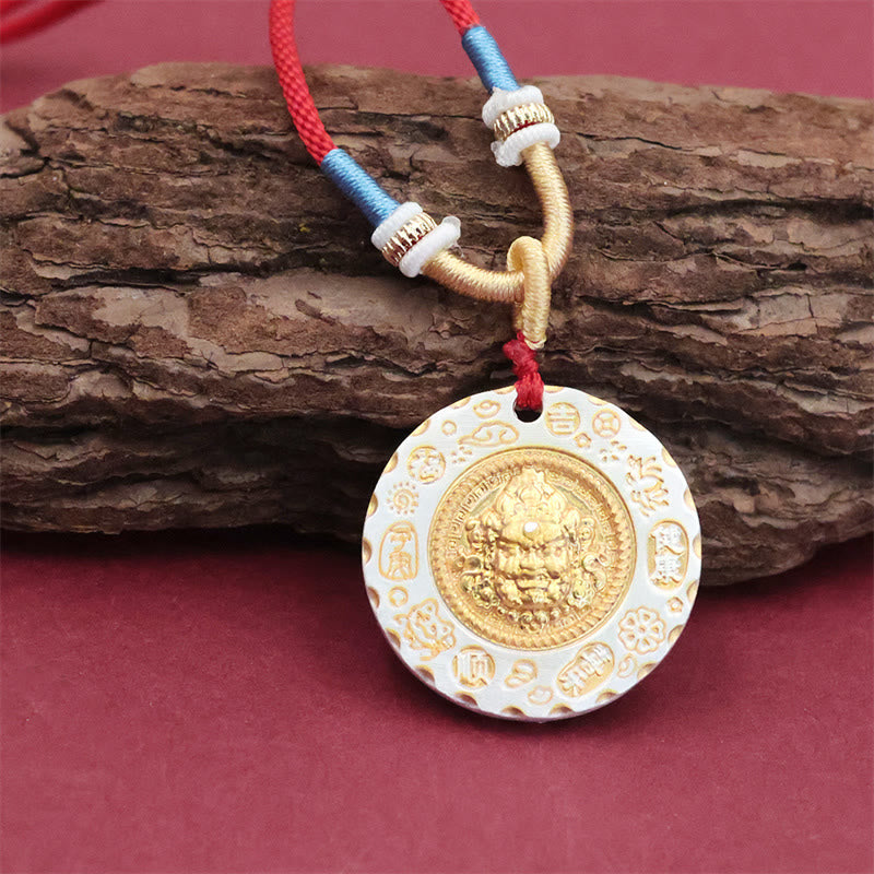 Buddha Stones Tibetische gelbe Jambhala-Halskette mit Anhänger aus Legierung – Schutz für den Gott des Reichtums - image 1