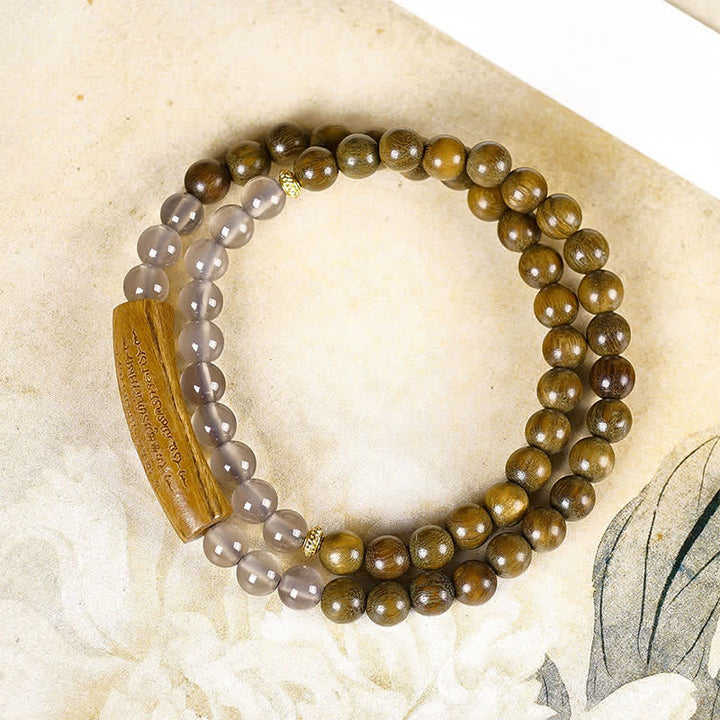 Buddha Stones Doppelt gewickeltes Balance-Armband aus rotem Achat und grünem Aventurin, inspiriert von den fünf buddhistischen Geboten - Natürliches grünes Sandelholz (Farbe kann variieren) - image 4
