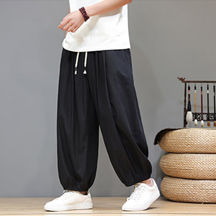 Buddha Stones Summer Zen Herren-Haremshose mit elastischem Bund und Taschen - Schwarz - US/ UK/AU46, EU56 (5XL) - image 28