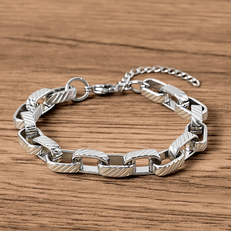 Buddha Stones Massives, geflochtenes Armband im kubanischen Stil - Titanstahl (Handgelenkumfang: 17-22 cm) - image 0