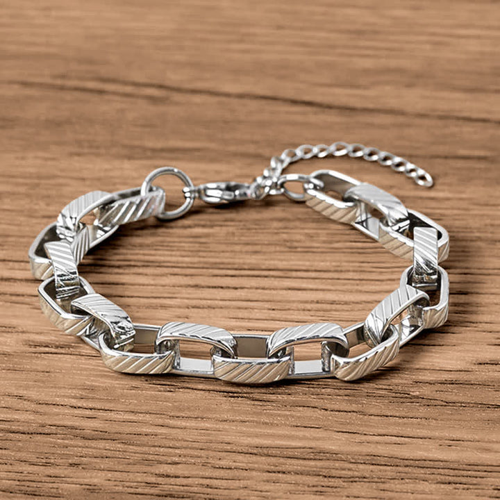 Buddha Stones Massives, geflochtenes Armband im kubanischen Stil - Titanstahl (Handgelenkumfang: 17-22 cm) - image 0