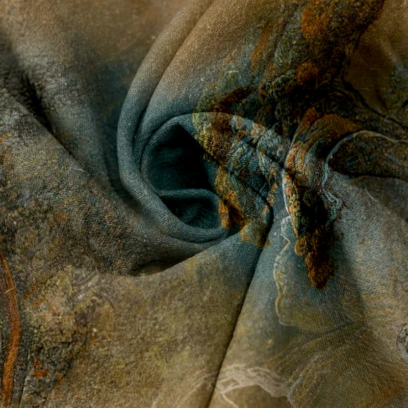Buddha Stones Damenhose aus Baumwolle mit Berglandschaftsmuster, elastischem Bund und Taschen - image 3