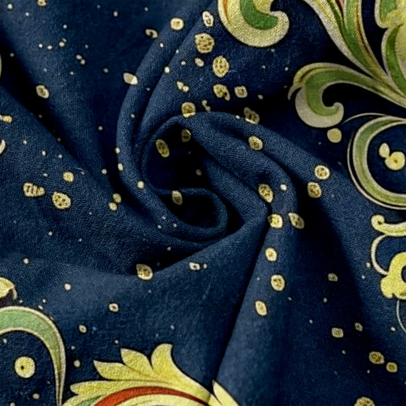 Buddha Stones Damenhose aus reiner Baumwolle mit lebhaftem Paisley-Blumenmuster, elastischem Bund und Taschen - image 3