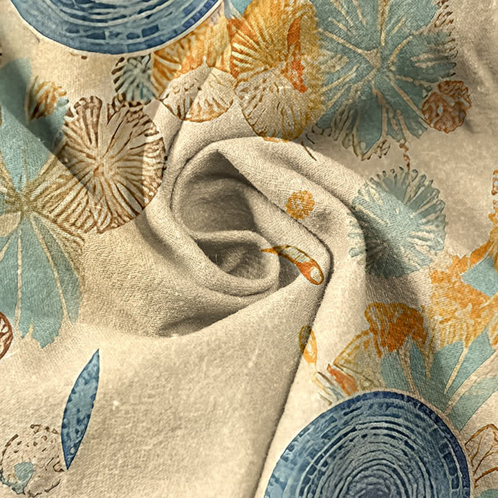 Buddha Stones Damenhose aus reiner Baumwolle mit orangefarbenem Blumenmuster, elastischem Bund und Taschen - image 2