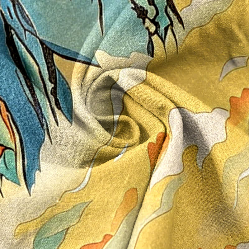 Buddha Stones Damenhose aus reiner Baumwolle mit orientalischem Bergnebelmuster, elastischem Bund und Taschen - image 3