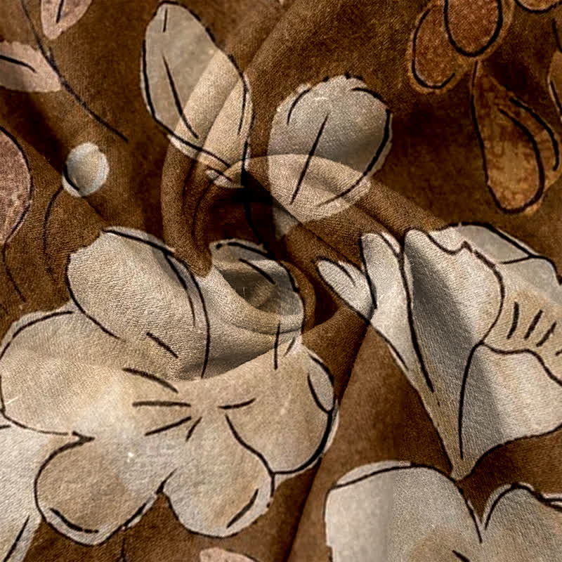 Buddha Stones Damenhose aus reiner Baumwolle mit Blumenmuster, elastischem Bund und Taschen - image 3