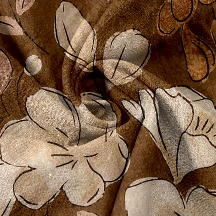 Buddha Stones Damenhose aus reiner Baumwolle mit Blumenmuster, elastischem Bund und Taschen - image 3