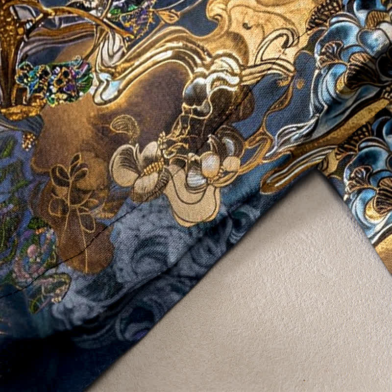 Buddha Stones Damenhose aus reiner Baumwolle mit orientalischem Wolkenmuster, elastischem Bund und Taschen - image 2