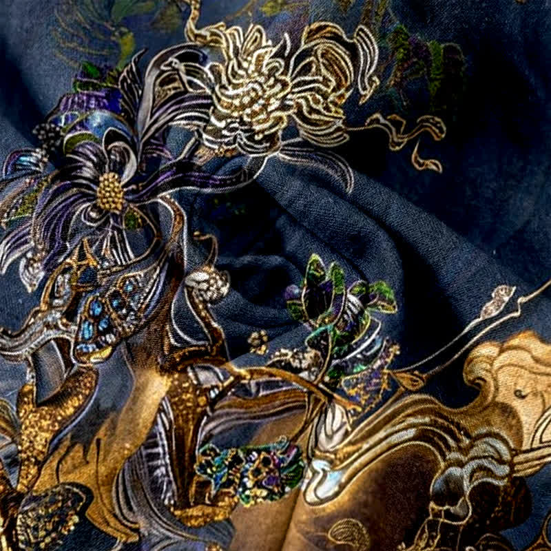 Buddha Stones Damenhose aus reiner Baumwolle mit orientalischem Wolkenmuster, elastischem Bund und Taschen - image 3