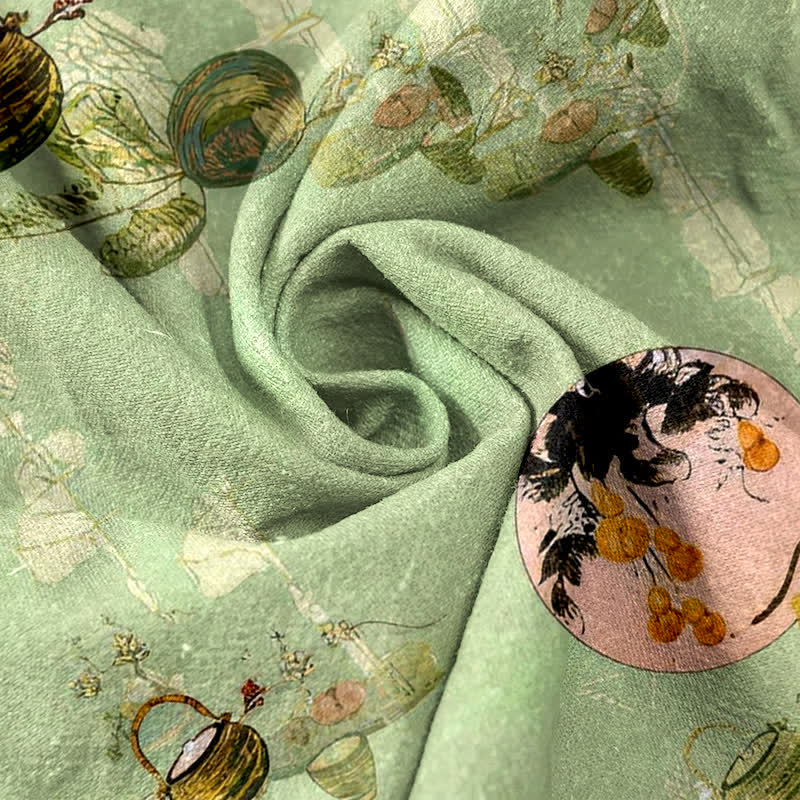 Buddha Stones Damenhose aus reiner Baumwolle mit orientalischem Blumenkorbmuster, elastischem Bund und Taschen - image 2