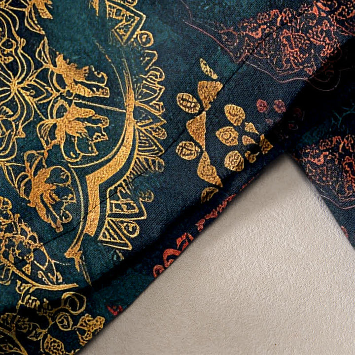Buddha Stones Damen-Baumwollhose mit Blumenmuster, elastischem Bund und Taschen - image 2