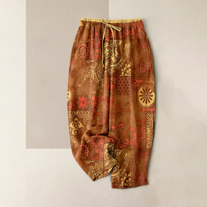 Buddha Stones Damen-Baumwollhose mit Blumenmuster, elastischem Bund und Taschen - Sienna - US16, UK/AU20, EU48 (3XL) - image 5