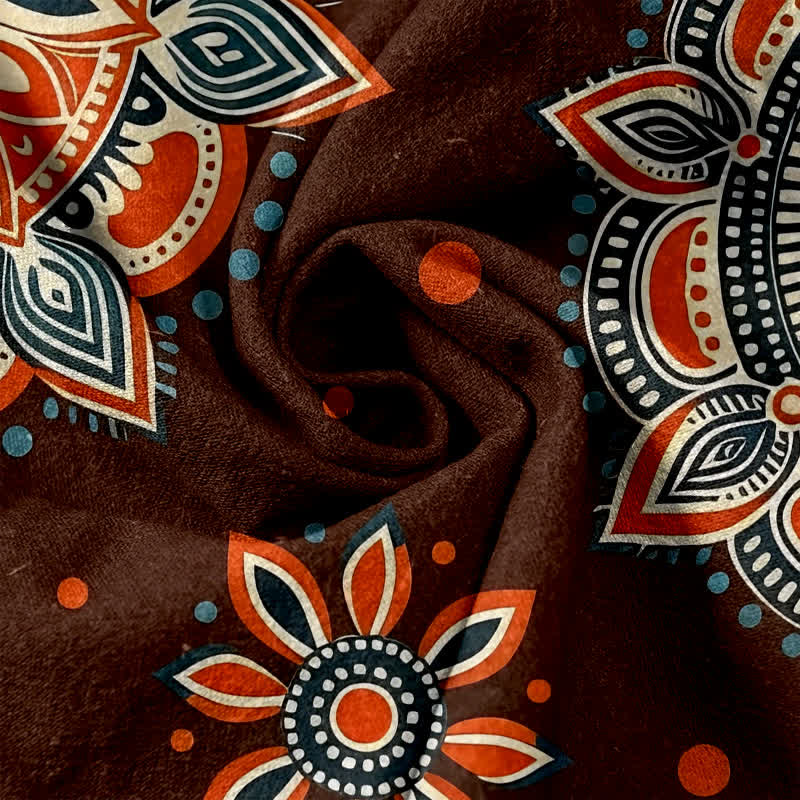 Buddha Stones Damenhose aus reiner Baumwolle mit Mandala-Blumenmuster, elastischem Bund und Taschen - image 2