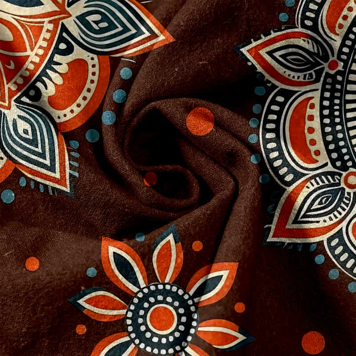 Buddha Stones Damenhose aus reiner Baumwolle mit Mandala-Blumenmuster, elastischem Bund und Taschen - image 2