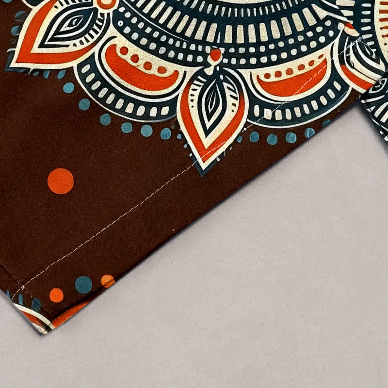 Buddha Stones Damenhose aus reiner Baumwolle mit Mandala-Blumenmuster, elastischem Bund und Taschen - image 1