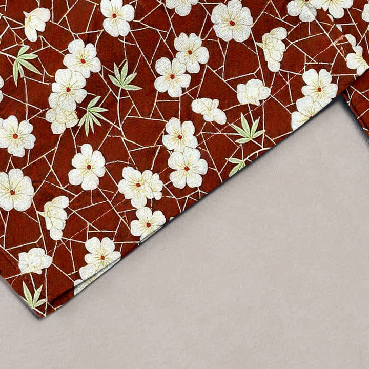Buddha Stones Damenhose aus reiner Baumwolle mit Blumenmuster, elastischem Bund und Taschen - image 1