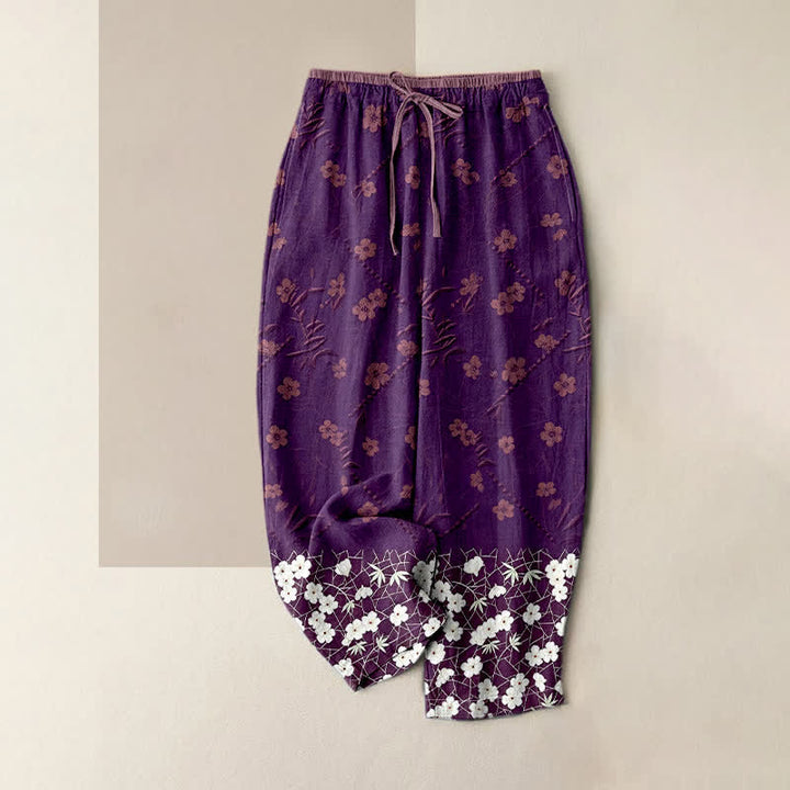 Buddha Stones Damenhose aus reiner Baumwolle mit Blumenmuster, elastischem Bund und Taschen - Lila - US16, UK/AU20, EU48 (3XL) - image 4