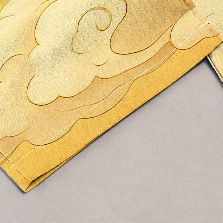 Buddha Stones Damenhose aus reiner Baumwolle mit elastischem Bund, Taschen und Kranich- und Wolkenmuster (Farbverlauf) - image 1