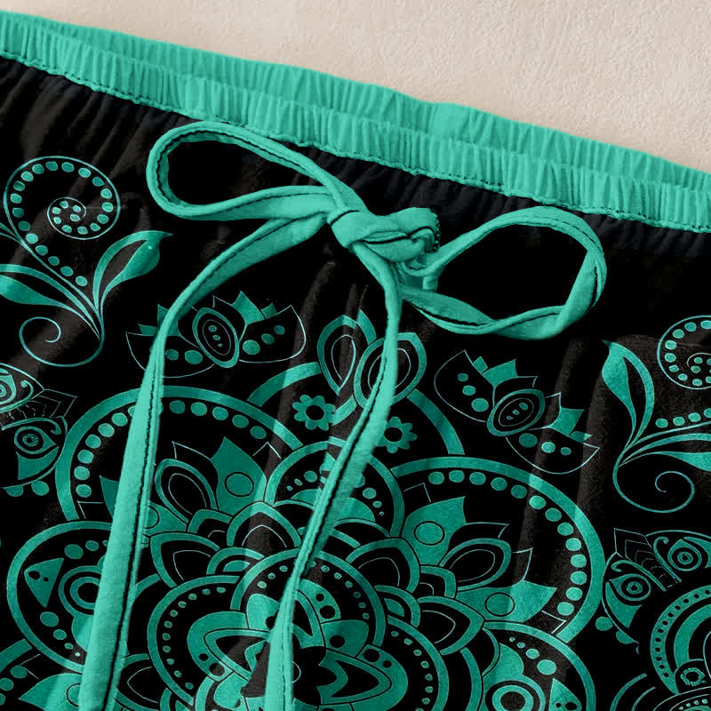 Buddha Stones Damenhose aus reiner Baumwolle mit Mandala-Muster, elastischem Bund und Taschen - image 1