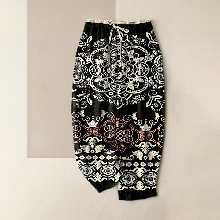 Buddha Stones Damenhose aus reiner Baumwolle mit Mandala-Muster, elastischem Bund und Taschen - Elfenbein - US16, UK/AU20, EU48 (3XL) - image 5