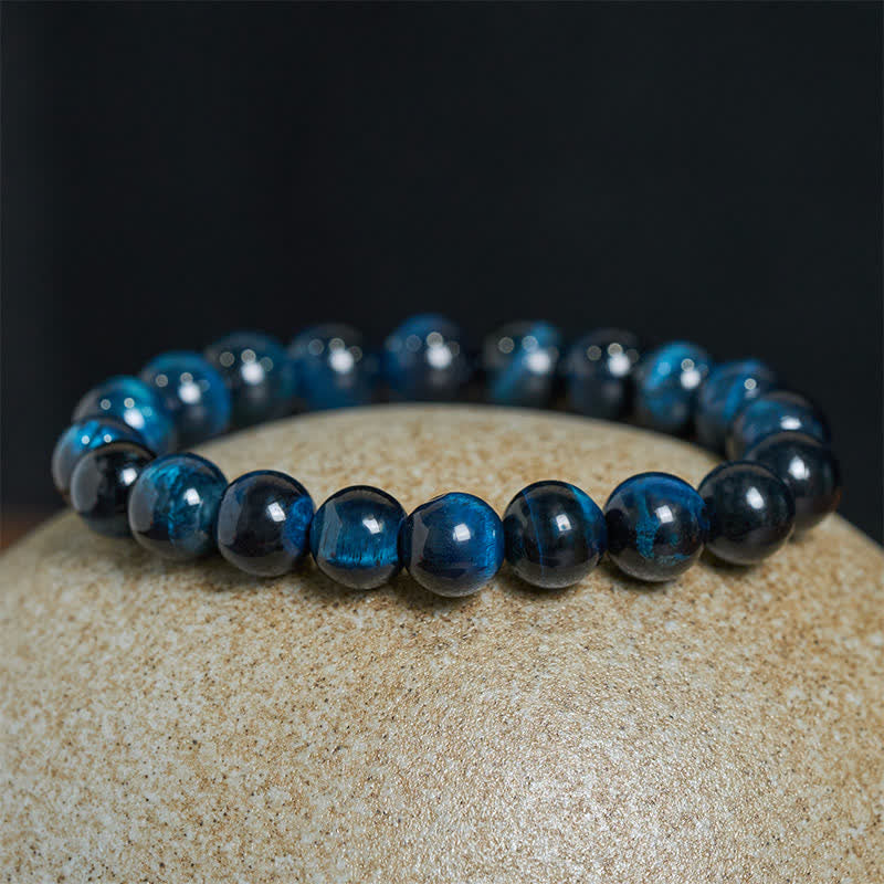 Buddha Stones Schutzarmband aus natürlicher blauer Tigeraugenperle - image 1