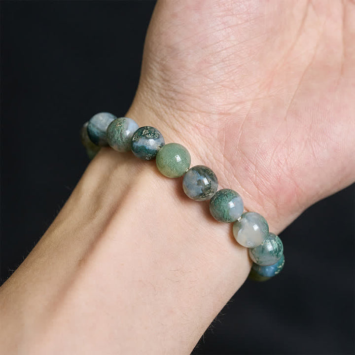 Buddha Stones Einfaches Heilarmband aus Moosachatperlen - image 4