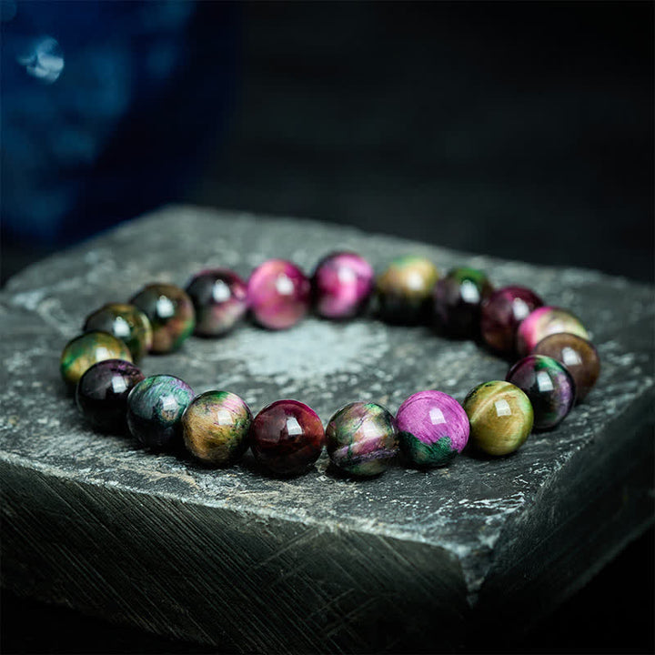 Buddha Stones Rotes Tigerauge-Armband mit bunten Perlen zum Schutz - image 1