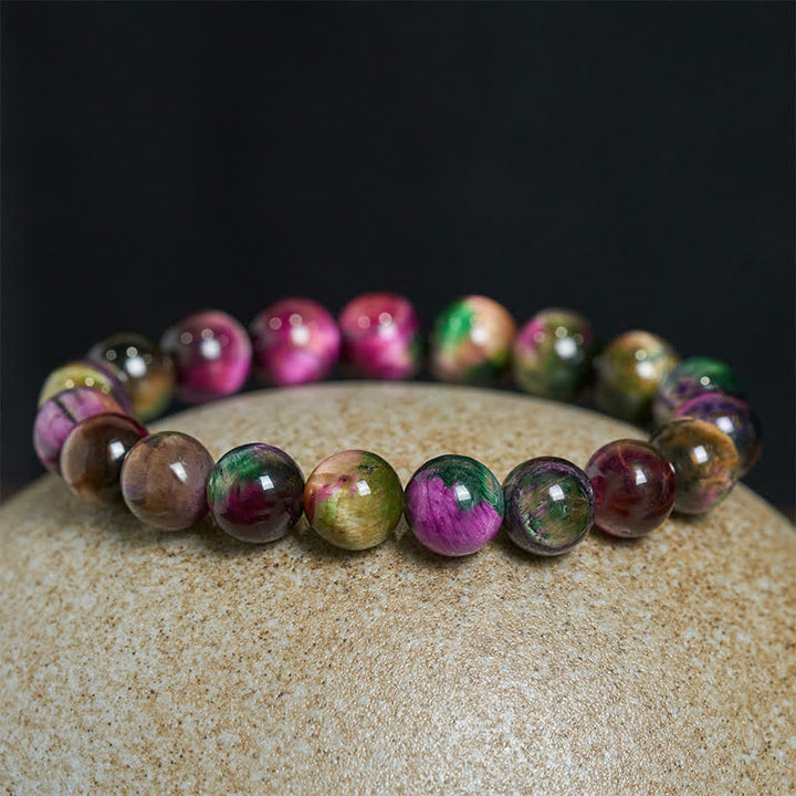 Buddha Stones Rotes Tigerauge-Armband mit bunten Perlen zum Schutz - image 3