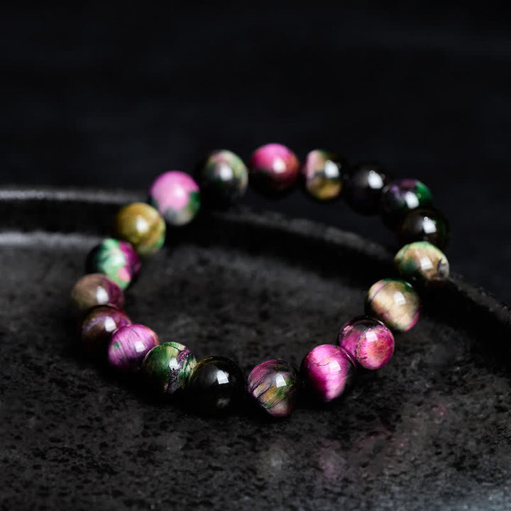 Buddha Stones Rotes Tigerauge-Armband mit bunten Perlen zum Schutz - image 2