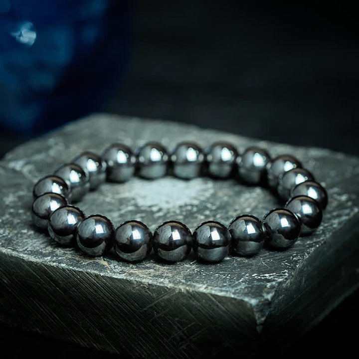 Buddha Stones Kraftvolles Armband aus natürlichen Hämatitperlen - 10 mm Hämatit (Handgelenkumfang: 16-17 cm) - image 0
