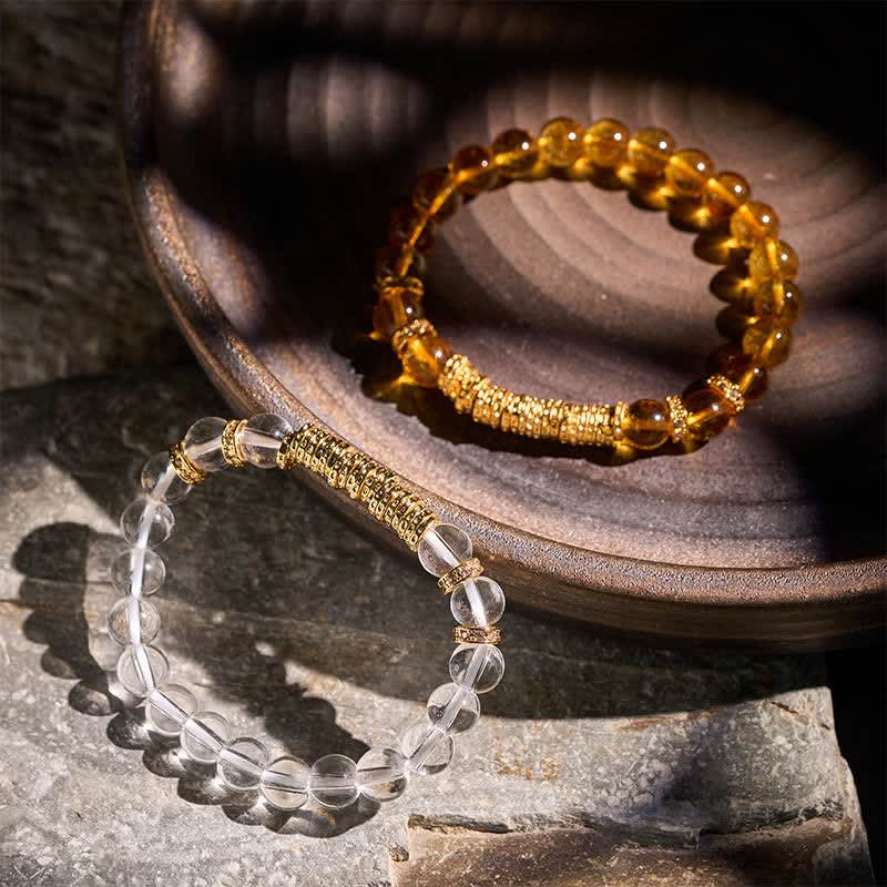 Buddha Stones Armband aus natürlichem, klarem Quarz und Citrin – Geld für die Reise – Schutzarmband - image 16