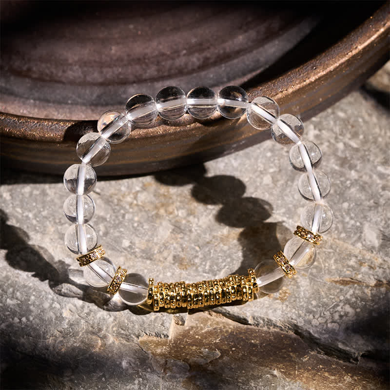 Buddha Stones Armband aus natürlichem, klarem Quarz und Citrin – Geld für die Reise – Schutzarmband - image 1
