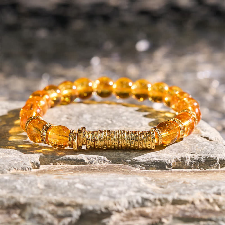 Buddha Stones Armband aus natürlichem, klarem Quarz und Citrin – Geld für die Reise – Schutzarmband - Citrin (Handgelenkumfang: 14–15 cm) - image 10