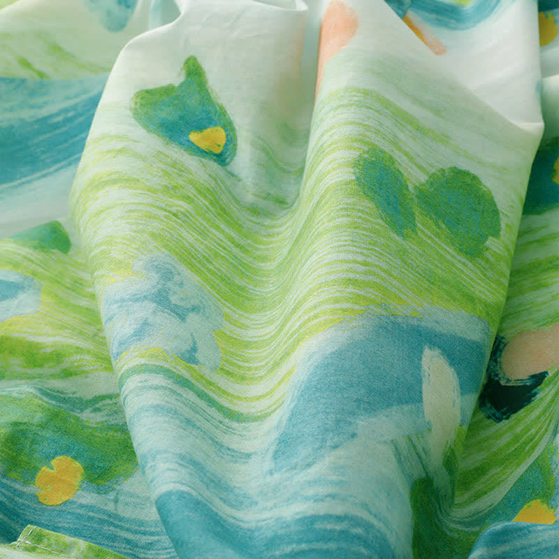 Buddha Stones Ärmelloses Sommerkleid für Damen mit verwaschenem Aquarell-Blumenmuster - image 11