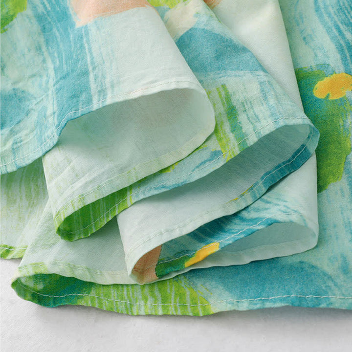 Buddha Stones Ärmelloses Sommerkleid für Damen mit verwaschenem Aquarell-Blumenmuster - image 9