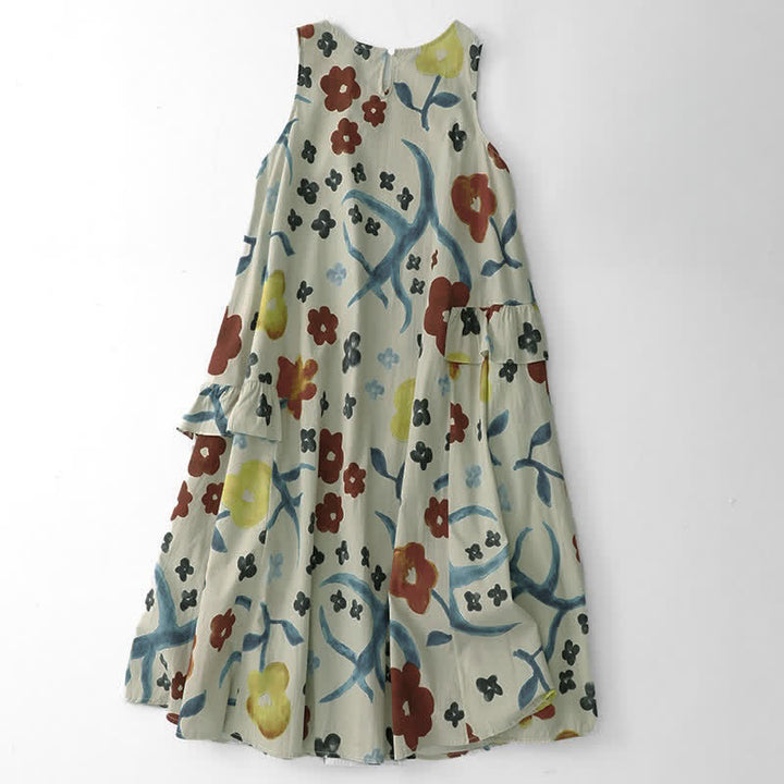 Buddha Stones Ärmelloses Sommerkleid für Damen mit verwaschenem Aquarell-Blumenmuster - image 14