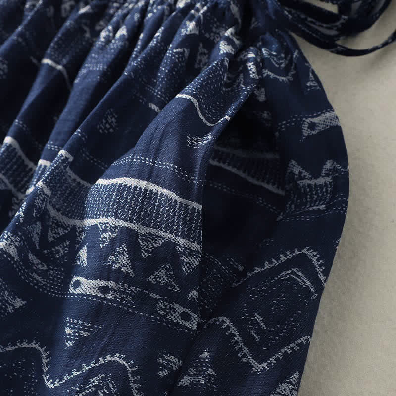 Buddha Stones Sommerliches, ärmelloses Boho-Sommerkleid für Damen mit Kordelzug, ethnischem Muster und Taschen - image 6