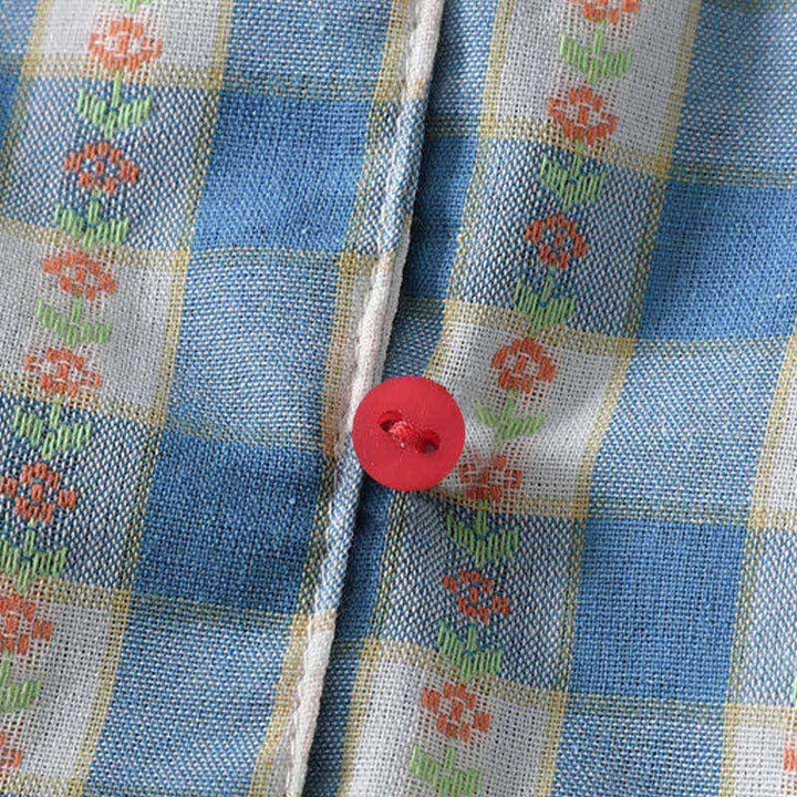 Buddha Stones Sommerliches, ärmelloses Damen-Sommerkleid mit Knopfleiste, Kordelzug und Taschen in Vichy-Karo-Optik - image 8