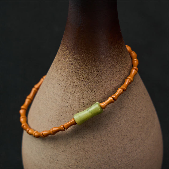 Buddha Stones Armband aus natürlichem Olivenkern, Peridot und Bambus im Schutzdesign - Olivenkopf (Handgelenkumfang 15-16 cm) - image 0