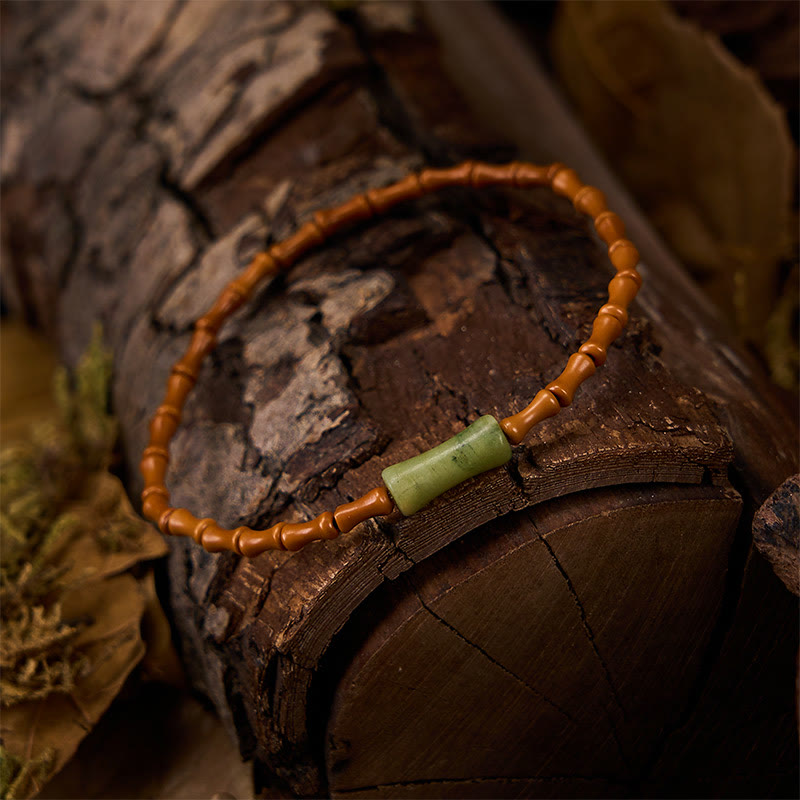 Buddha Stones Armband aus natürlichem Olivenkern, Peridot und Bambus im Schutzdesign - image 2