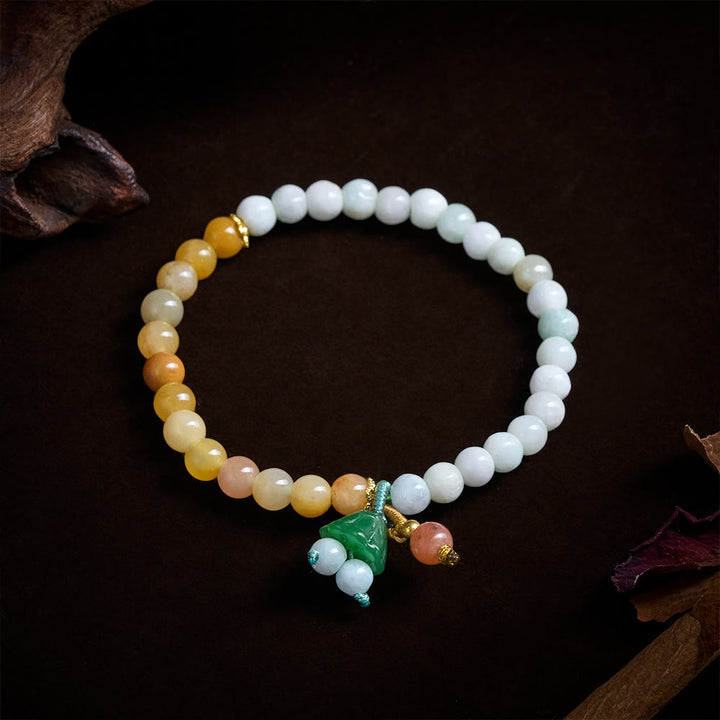 Buddha Stones Jade-Quarzit-Friedensschnalle, Lotus-Kapsel-Anhänger, Glücksarmband - image 3