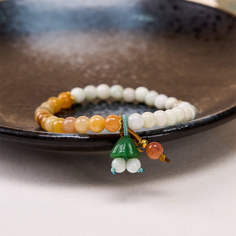 Buddha Stones Jade-Quarzit-Friedensschnalle, Lotus-Kapsel-Anhänger, Glücksarmband - image 4