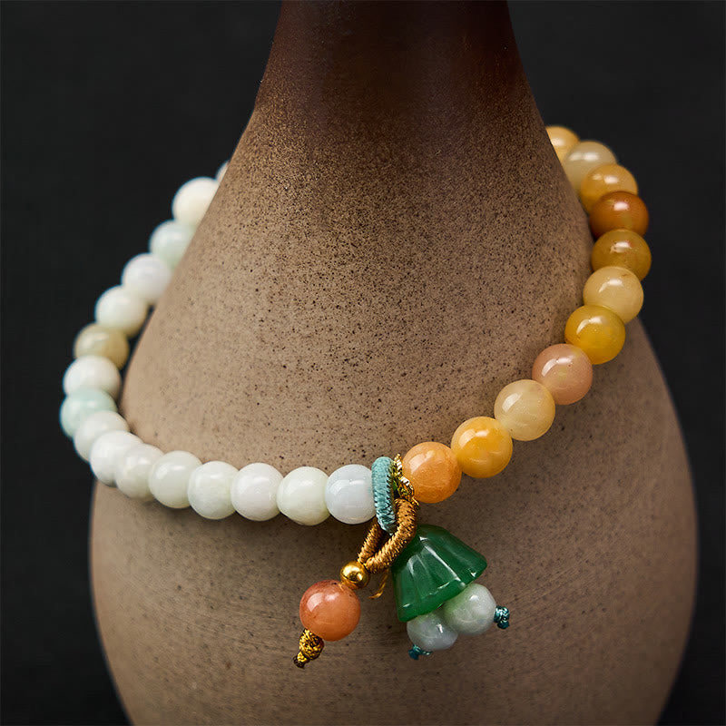 Buddha Stones Jade-Quarzit-Friedensschnalle, Lotus-Kapsel-Anhänger, Glücksarmband - Jade (Handgelenkumfang: 14-15 cm) - image 0