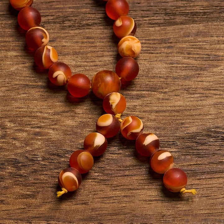 Buddha Stones Mala mit 108 runden tibetischen Bernsteinperlen zur Linderung von Angstzuständen - image 3