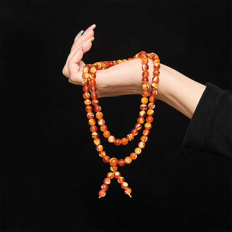 Buddha Stones Mala mit 108 runden tibetischen Bernsteinperlen zur Linderung von Angstzuständen - image 4